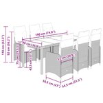 vidaXL Ensemble de bistro de jardin 7 Pièces coussins beige poly rotin