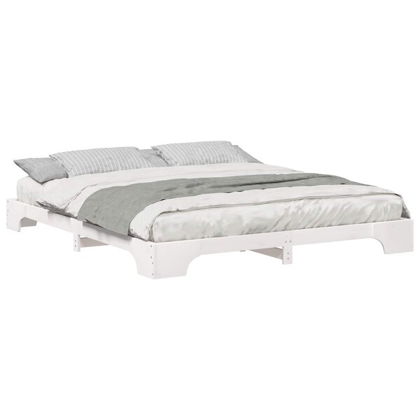 vidaXL Cadre de lit Blanc 200 x 220 cm Pin massif