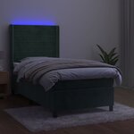 vidaXL Sommier à lattes de lit et matelas et LED Vert foncé 90x200cm