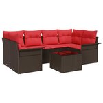 vidaXL Ensemble de canapé de jardin avec coussin 7 Pièces Beige et Rouge