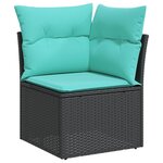 vidaXL Salon de jardin 4 Pièces avec coussins noir résine tressée
