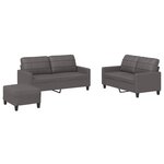 vidaXL Ensemble de canapés 3 Pièces avec coussins Gris Similicuir