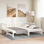 vidaXL Lit de jour avec lit gigogne blanc 90x200 cm bois de pin massif