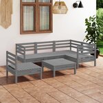 vidaXL Salon de jardin 6 Pièces Bois de pin massif Gris