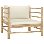 vidaXL Salon de jardin 6 Pièces avec coussins blanc crème bambou