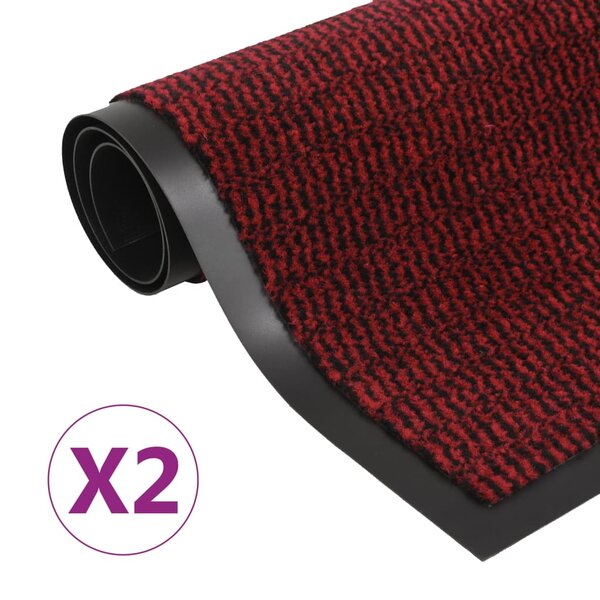 vidaXL Paillassons rectangulaires 2 Pièces 60 x 90 cm Rouge