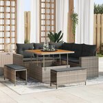 vidaXL Ensemble de canapé de jardin 8 Pièces Gris polyrotin