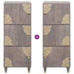 vidaXL Haut Armoire avec tiroir Gris et or 40 x 33.5 x 110 cm