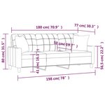 vidaXL Canapé 3 places avec oreillers crème 180 cm similicuir