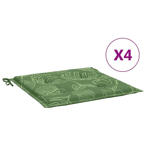 vidaXL Coussins de chaise lot de 4 motif de feuilles 40x40x4 cm tissu
