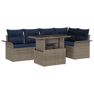 vidaXL Ensemble de canapé de jardin avec coussin 6 Pièces Gris Poly rotin