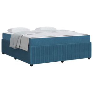 vidaXL Cadre de lit avec matelas Bleu 180 x 200 cm tissu