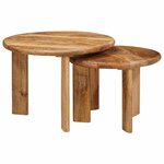 vidaXL Tables basses gigognes 2 Pièces Marron Bois de mangue massif