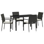 vidaXL Ensemble de salle à manger pour jardin 5 Pièces Noir polyrotin