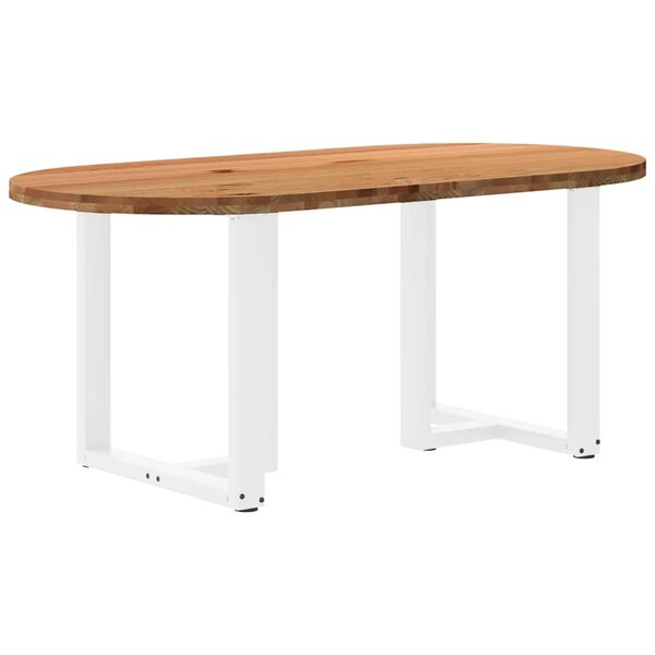 vidaXL Table à manger marron clair bois de chêne massif ovale