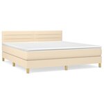vidaXL Sommier à lattes de lit avec matelas Crème 160x200 cm Tissu