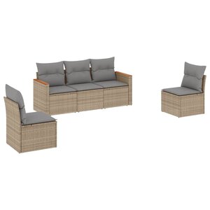 vidaXL Salon de jardin avec coussins 5 Pièces beige résine tressée