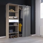 Kit dressing ARTIC avec rideau - chêne - 1 colonne + 2 penderies + 1 tiroir - 143 5 x 48 x 181 9 cm