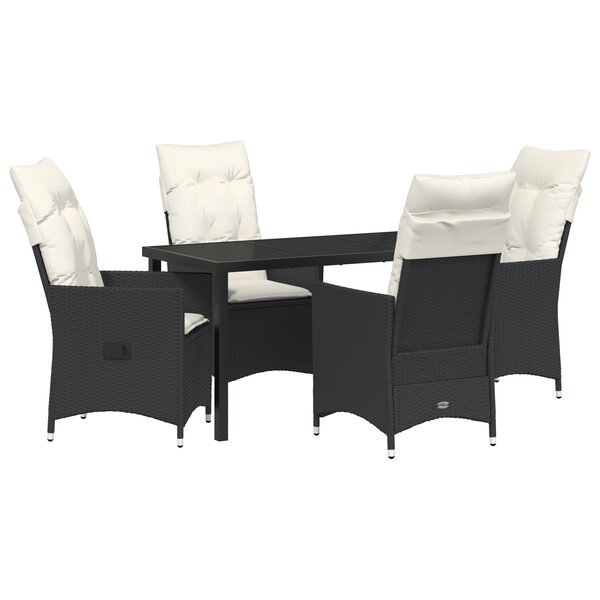 vidaXL Ensemble de jardin 5 pièces avec coussins Noir Poly Rattan