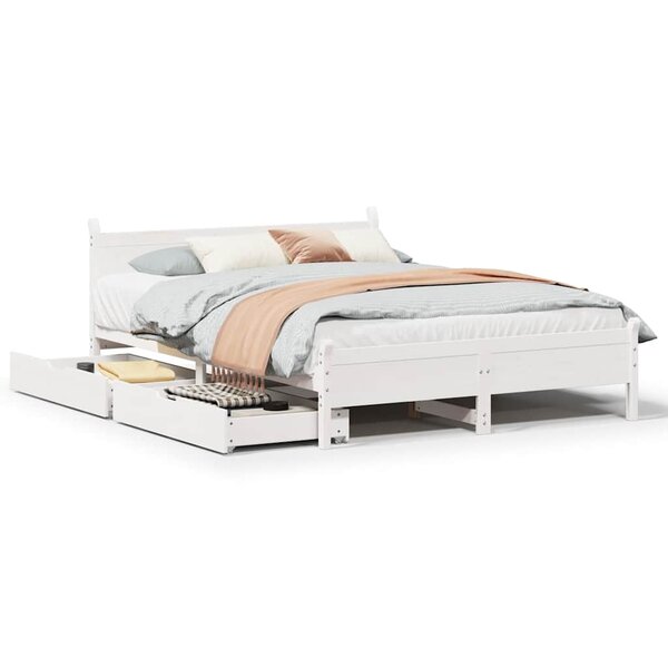 vidaXL Cadre de lit sans matelas blanc 150x200 cm bois de pin massif