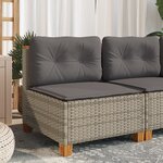 vidaXL Canapé de jardin sans accoudoirs coussins gris résine tressée