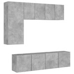 vidaXL Unités murales TV 5 Pièces gris béton bois d'ingénierie