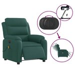 vidaXL Fauteuil de massage inclinable électrique Vert foncé Tissu