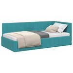 vidaXL Cadre de lit d'angle Turquoise 90 cm x 200 cm tissu