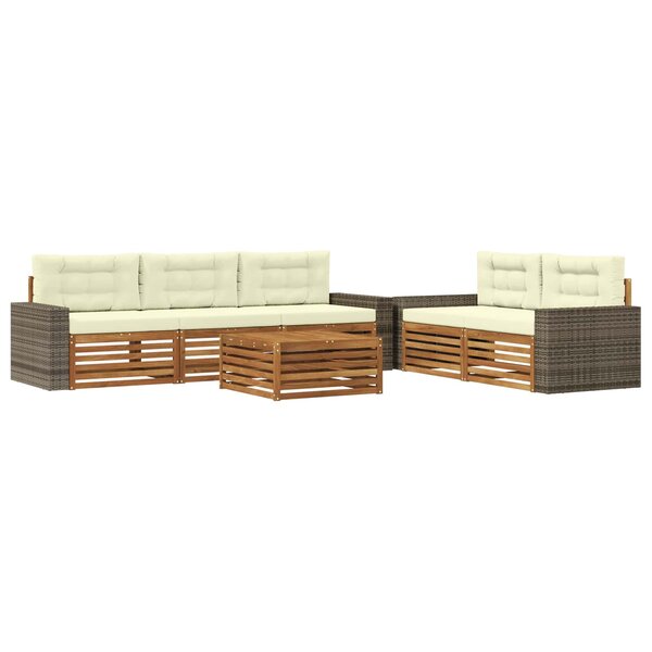 vidaXL Ensemble de canapés d'extérieur 6 pc Naturel et Crème