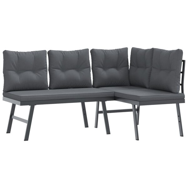 vidaXL Bancs de jardin avec coussins lot de 2 acier enduit de poudre