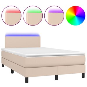 vidaXL Sommier à lattes de lit avec matelas LED Cappuccino 120x200 cm