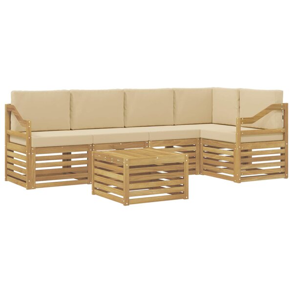 vidaXL Ensemble de canapés d'extérieur 6 pc Blanc et Beige Polyester