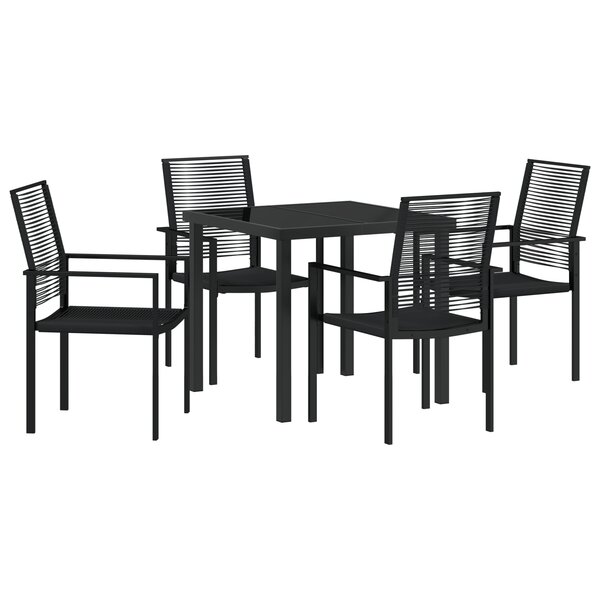 vidaXL Ensemble de salle à manger de jardin 5 pièces Noir PVC rotin