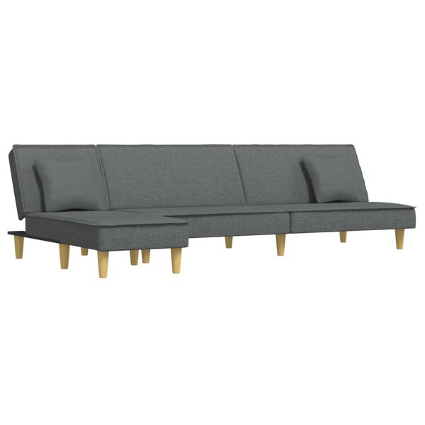 vidaXL Canapé-lit en forme de L gris foncé 255x140x70 cm tissu