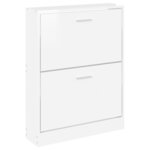 vidaXL Armoire à chaussure Blanc brillant 59x17x81 cm Bois ingénierie