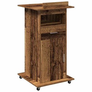 vidaXL Podium avec roue Bois ancien 55 x 55 x 107 cm Bois d'ingénierie