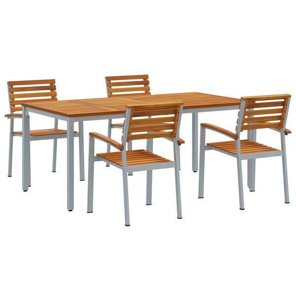vidaXL Ensemble de salle à manger de jardin 5 pièces en bois d'acacia et métal