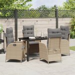 vidaXL Ensemble de jardin de 5 pièces avec coussins Beige Poly Rattan