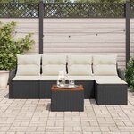 vidaXL Ensemble de canapé de jardin 6 Pièces Noir  blanc