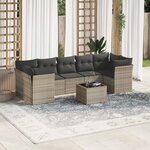 vidaXL Salon de jardin 8 Pièces avec coussins gris clair résine tressée