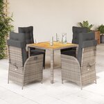 vidaXL Ensemble à manger de jardin 5 Pièces coussins gris résine tressée