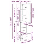 vidaXL Haut Armoire Bois Ancien 69 5 x 34 x 180 cm Bois d'ingénierie