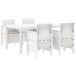 vidaXL Ensemble de salle à manger de jardin 5 pièces avec coussins Blanc Rotin PE