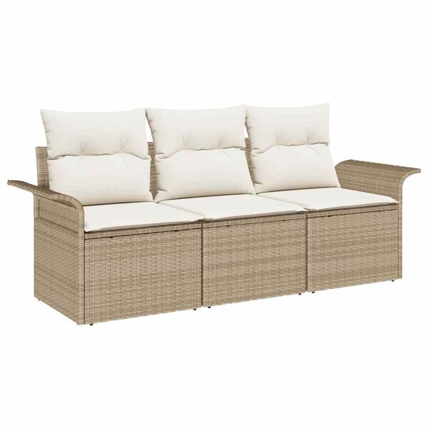 vidaXL Ensemble de canapé de jardin 3 Pièces Beige Poly rotin