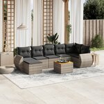 vidaXL Salon de jardin 8 Pièces avec coussins gris résine tressée