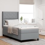 Lit Box Spring vidaXL avec Matelas & Lumière LED Gris clair 90x200 cm Tissu