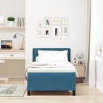vidaXL Lit à ressort LED avec matelas Bleu foncé 100 x 200 cm Velours