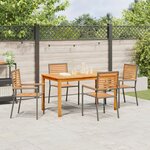 Ensemble de salle à manger de jardin vidaXL 5 pièces en poly rotin gris acacia