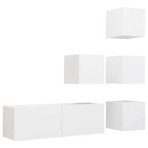 vidaXL Ensemble de meuble TV 5 Pièces Blanc Bois d'ingénierie