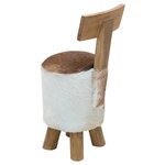 vidaXL Tabouret cuir de chèvre et Bois de teck solide